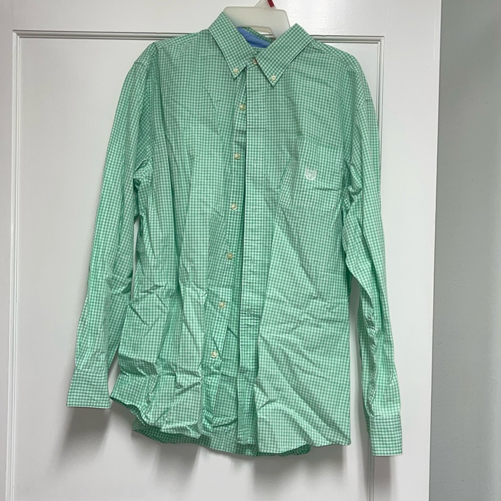 Men’s Chaps Easy Care green plaid button down shirt - size XL
